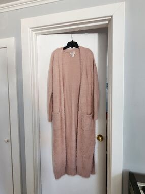 ruby moon Long Blush Pink Fuzzy Open-Front Cardigan